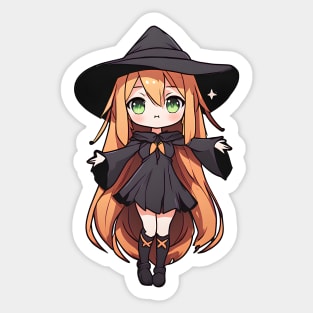 Anime girl witch Halloween Sticker